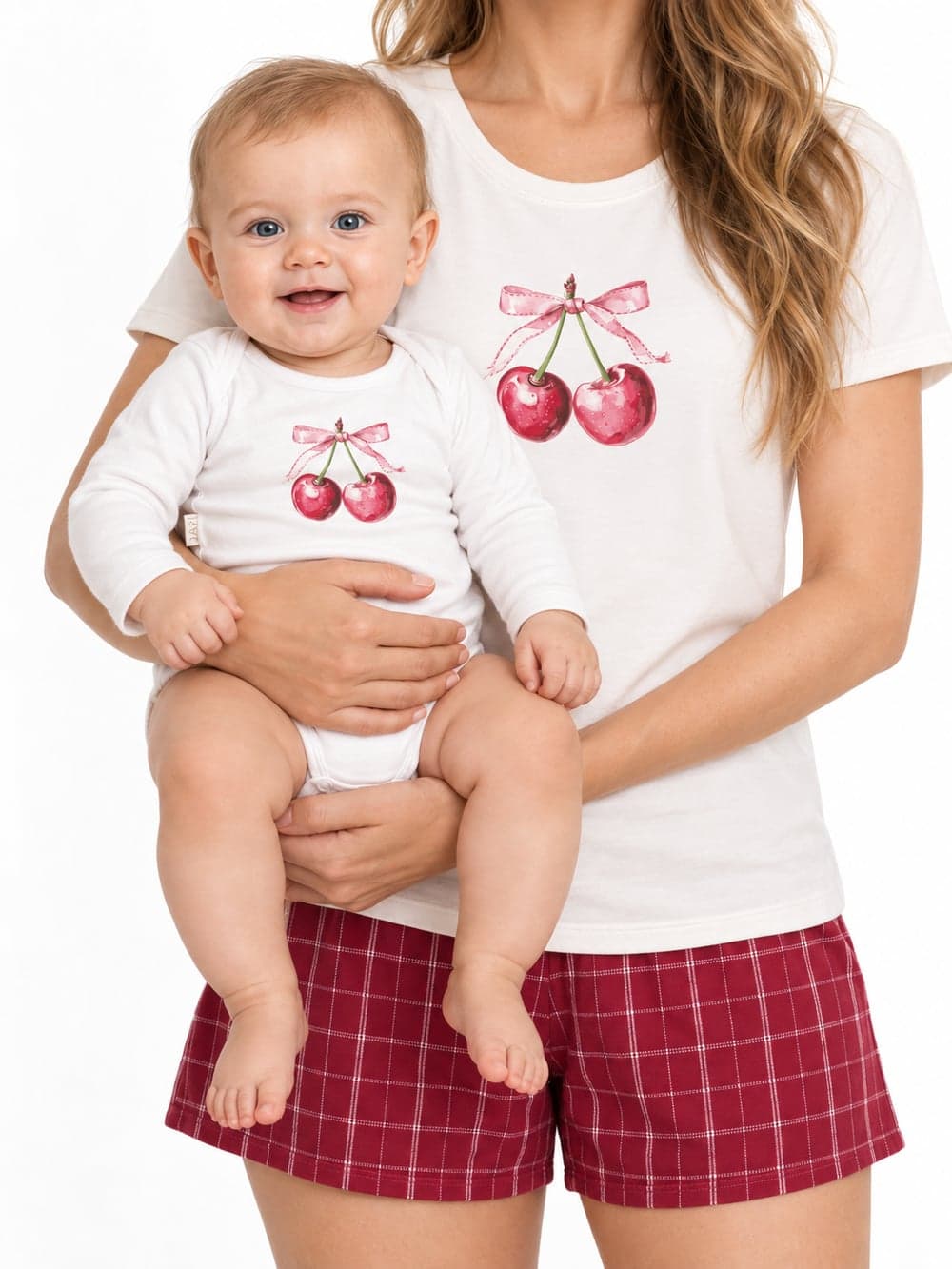 Dětské body SWEET CHERRY s dlouhým rukávem, bílá, na postavě zepředu