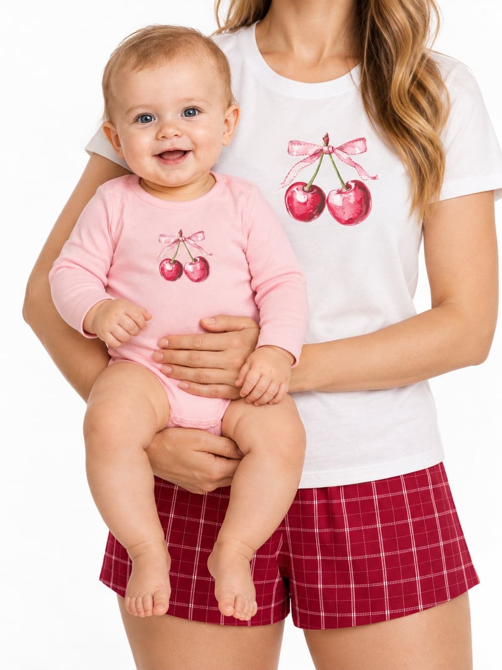 Dívčí body SWEET CHERRY s dlouhým rukávem, růžová, na postavě zepředu
