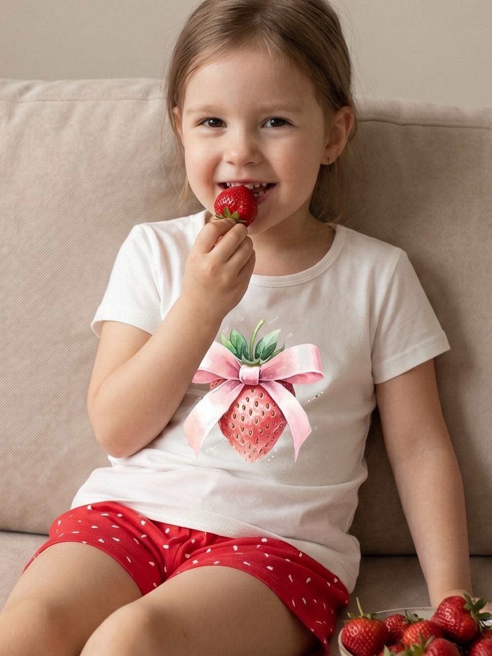 Dívčí pyžamo SWEET STRAWBERRY s krátkým rukávem
